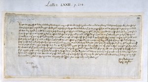 Margery Brewsin ystävänpäiväkirje John Paston III:lle, helmikuu 1477 (kynä ja muste paperille) tekijältä English School