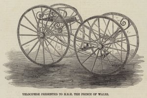 Velocipede esitettiin Walesin prinssille HRH:lle (kaiverrus) tekijältä English School