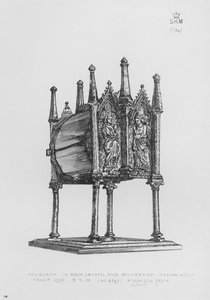 Victoria and Albert Museum: Reliquary, vuorikristalli ja hopea kullattu, italialainen, noin 1350 tekijältä English School