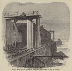 Victorian silta, leikkaus, jossa näkyy putken muodostuminen ja sen rakennetapa (kaiverrus) (kaiverrus) tekijältä English School