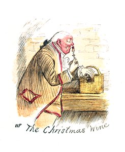 Viktoriaaninen joulukortti nimeltä "The Christmas Wine" tekijältä English School