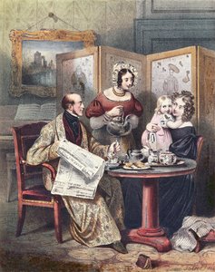 Viktoriaaninen perhe aamiaisella, n. 1840 tekijältä English School