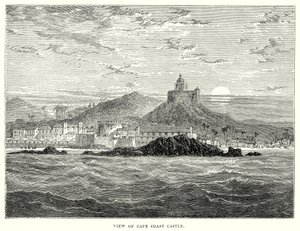 Näkymä Cape Coastin linnasta (kaiverrus) tekijältä English School