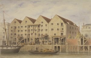 Näkymä Chamberlains Wharfille, Tooley Street, 1846 (wc paperilla) tekijältä English School