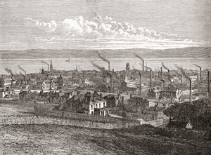 Näkymä Dundeesta, Skotlanti, julkaisusta "Cities of the World", julkaistu noin vuonna 1893 (vedos). tekijältä English School
