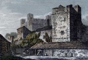 Näkymä Rochesterin linnalle, Kentissä. noin 1830 tekijältä English School