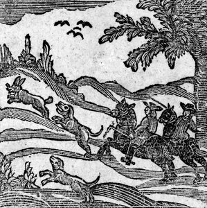 Näkymä metsästyspaikasta "A Book of Roxburghe Ballads" tekijältä English School