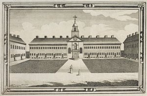 Näkymä Ironmongers Companyn Almshouses, Kingsland Road, Hackney, n. 1820 tekijältä English School