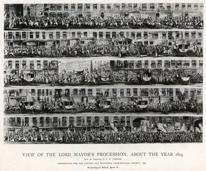 Näkymä Lord Mayors -kulkueesta, noin vuodelta 1824 tekijältä English School