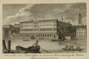 Näkymä uusista julkisista toimistoista Somerset Housessa Thamesin edustalla tekijältä English School