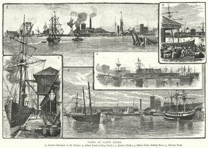 Näkymät Leith Docksissa (kaiverrus) tekijältä English School