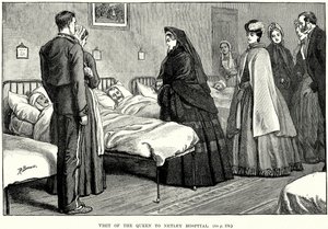 Kuningattaren vierailu Netleyn sairaalaan (kaiverrus) tekijältä English School