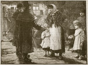 Tithe Proctorin vierailu Irlanti, 1832, kuvitus Cassells Illustrated History of Englandista (seepiakuva) tekijältä English School