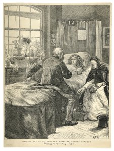 Vierailupäivä St. Thomasin sairaalassa, Surrey Gardens, "The Illustrated London News" tekijältä English School