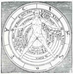 Vitruvian-hahmo, Robert Fluddin vuonna 1617 julkaisemasta Utriusque Cosmi Historiasta (kaiverrus) tekijältä English School