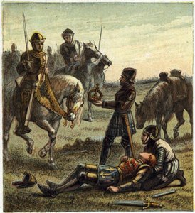 Kahden ruusun sota: kuningas Richard III:n (1452-1485) kuolema Bosworth Fieldin taistelussa, joka tapahtui 22.8.1485 Richard III:n ja Richmondin herttuan Henrin välillä. Jälkimmäinen sai dechu-kuninkaan kruunun ja hänestä tuli Henrik VII, joka tunnetaan ni tekijältä English School