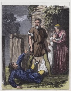 Wat Tyler and the Tax-Gatherer (värillinen kaiverrus) tekijältä English School