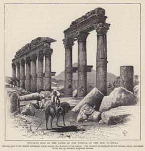 Auringon temppelin raunioiden länsipuolta, Palmyra (kaiverrus). tekijältä English School