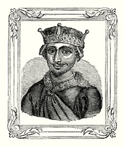 William Rufus syntyi vuonna 1056, kruunattiin vuonna 1087 ja tapettiin vuonna 1100 (kaiverrus). tekijältä English School