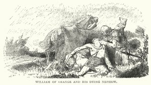 William of Orange ja hänen kuoleva veljenpoikansa (kaiverrus) tekijältä English School