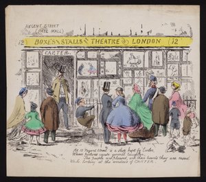 Carterin humoristisen printtikaupan ikkuna, Regent Street London (värillinen kaiverrus) tekijältä English School