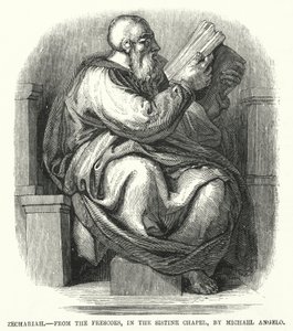 Sakarja, freskoista, Sikstuksen kappelissa, Michael Angelo (kaiverrus) tekijältä English School