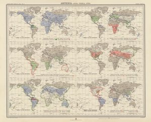 Zoogeografia: Amphibia, Anura, Urodela, Apoda (väriliitos). tekijältä English School