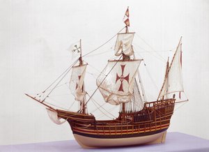 1:20 mittakaavassa takiloitu malli Santa Mariasta (puu) (katso myös 3225)