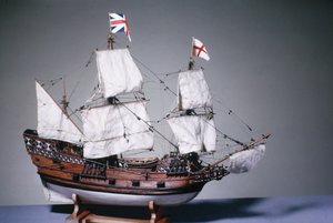 1:60-mittakaavamalli Mayflowerista vuodelta 1620 (puu) (katso myös 3220)