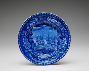 Lauta, c. 1818-1846 (lyijylasitettu keramiikka siirtopainatuksella) tekijältä Enoch Wood and Sons