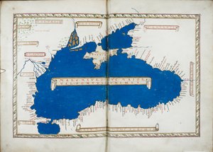 Mustameri Henricus Martellus Germanuksen teoksessa Insularium Illustrated tekijältä Enrico Martello
