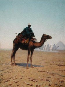 Pyramidin ohi kulkeva karavaani, n. 1869 (öljy kankaalle) tekijältä Enrico Tarenghi