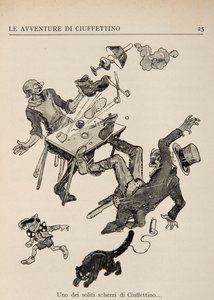 Kuvitus elokuvasta The Adventures of Bullfinch (Härkälinnun seikkailut) tekijältä Enrico de Conti Novelli