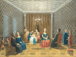 Egyptiläinen kohtaus mahdollisesti Mooses ja Zipporah, 1865-80.