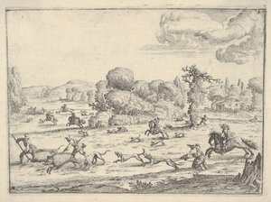 Villisian metsästys maisemassa, n. 1620-38.