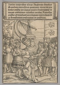 Maximilian ja Henrik VII Englannista, levy 11 historiallisista kohtauksista keisari Maximilian I:n elämästä Riemukaaresta