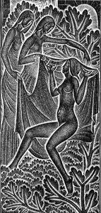 "I am Black but Comely" (Nigra Sum Sed Formosa) kuvitus teoksesta "Laulujen laulu" (Canticum Canticorum Salomonis) 1929 (puupiirros)