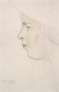 Taiteilijan sisaren Gladys Laughtonin muotokuva, 8. elokuuta 1909 (lyijykynä ja värillinen pesu)