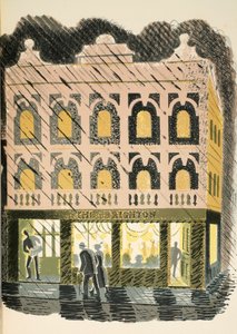 Public House, kuvitus J.M. Richardsin High Streetistä, painanut Curwen Press, pubi. Kirjailija: Country Life, 1938 tekijältä Eric Ravilious