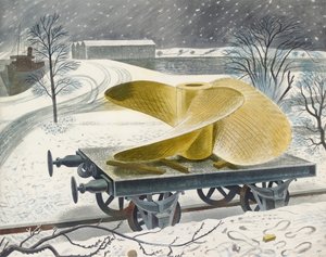 Laivan ruuvi rautatieautossa, 1900-luvun alku tekijältä Eric Ravilious