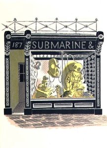 The Marine Suppliers, paina Curwen Press, High Street, kirjoittanut J.M. Richards, julkaissut Country Life, 1938 (24 kappaletta) tekijältä Eric Ravilious