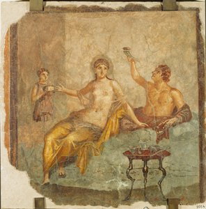 Bankettikohtaus: nuori mies ja kurtisaani