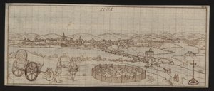 Koko sivu: kaupunkinäkymä: Ecija (kynäpiirros) tekijältä Erich Lessing