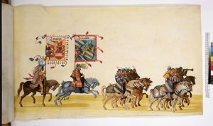 Koko sivu: yksityiskohta Riemukulkueesta, noin 1550-1600. tekijältä Erich Lessing