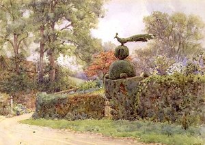 The Old Yew Hedge, Speldhurst, Kent (akvarelli) tekijältä Ernest Arthur Rowe