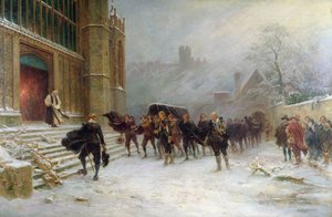 Kuningas Kaarle I hautajaiset - Pyhän Yrjön kappeli, Windsor vuonna 1649 tekijältä Ernest Crofts
