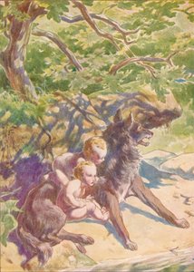 Alas joelle tuli juuri naarassusi juomaan, vuodelta 1912 1912