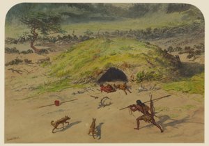 Esihistoriallinen kohtaus, 1871 tekijältä Ernest Henry Griset