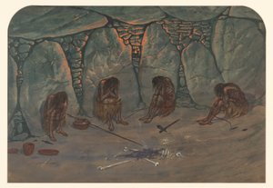Esihistoriallinen kohtaus, 1871 tekijältä Ernest Henry Griset