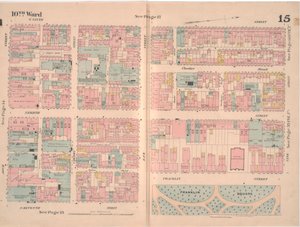 Philadelphian kaupungin vakuutuskartta; osa 2, levy 15, 1887 (käsinvärinen kaiverrus)